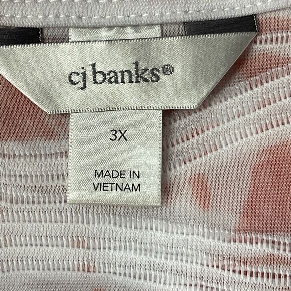 CJ Banks 3X-Large Top Floral Sleeveless Stretch Scoop Neck Textured Semi-Sheer - Picture 4 of 6